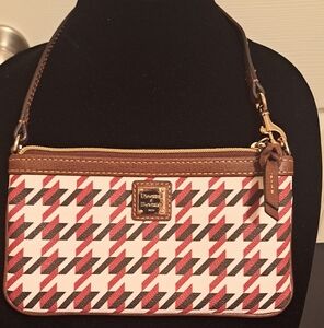 Dooney & Bourke Red and White Houndstooth Wristlet Good preloved condition.
